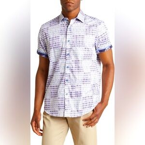 NWT! Robert Graham Bauman Houndstooth Button Down Shirt Blue/Purple Men’s Size S